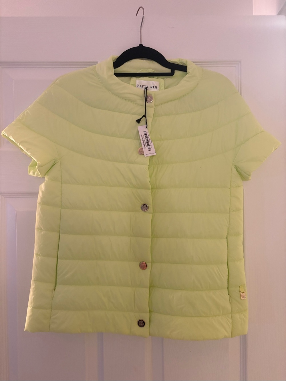 PATTY KIM Bright Yellow Short-Sleeve Quilted Puffer Jacket
